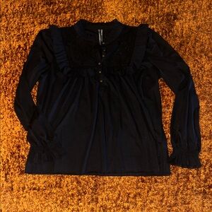 Chic Black Women's Blouse with Lace Accents